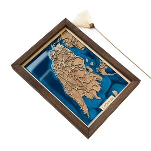 Lefkada Karte | Holz und Epoxydharz
