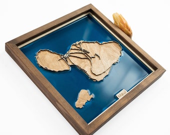 Mapa de Maui / Madera y epoxi