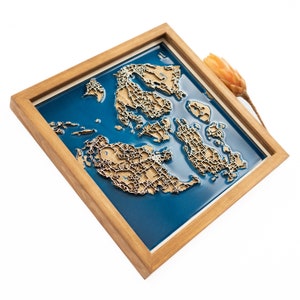 Carte des îles San Juan | Bois et époxy