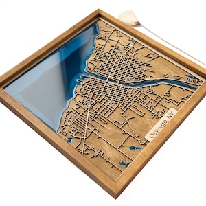 Oswego Map | Wood and Epoxy