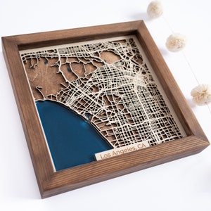 Carte de Los Angeles | Bois et époxy