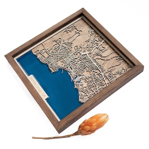 Houten kaart van Santa Cruz | Hout en epoxyhars
