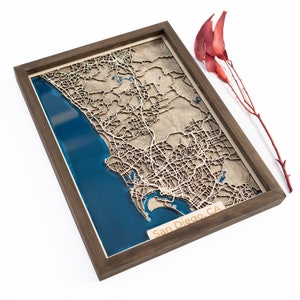San Diego Wood Map | Wood and Epoxy Resin