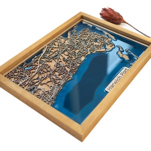 Harwich Hafen Karte | Holz und Epoxydharz