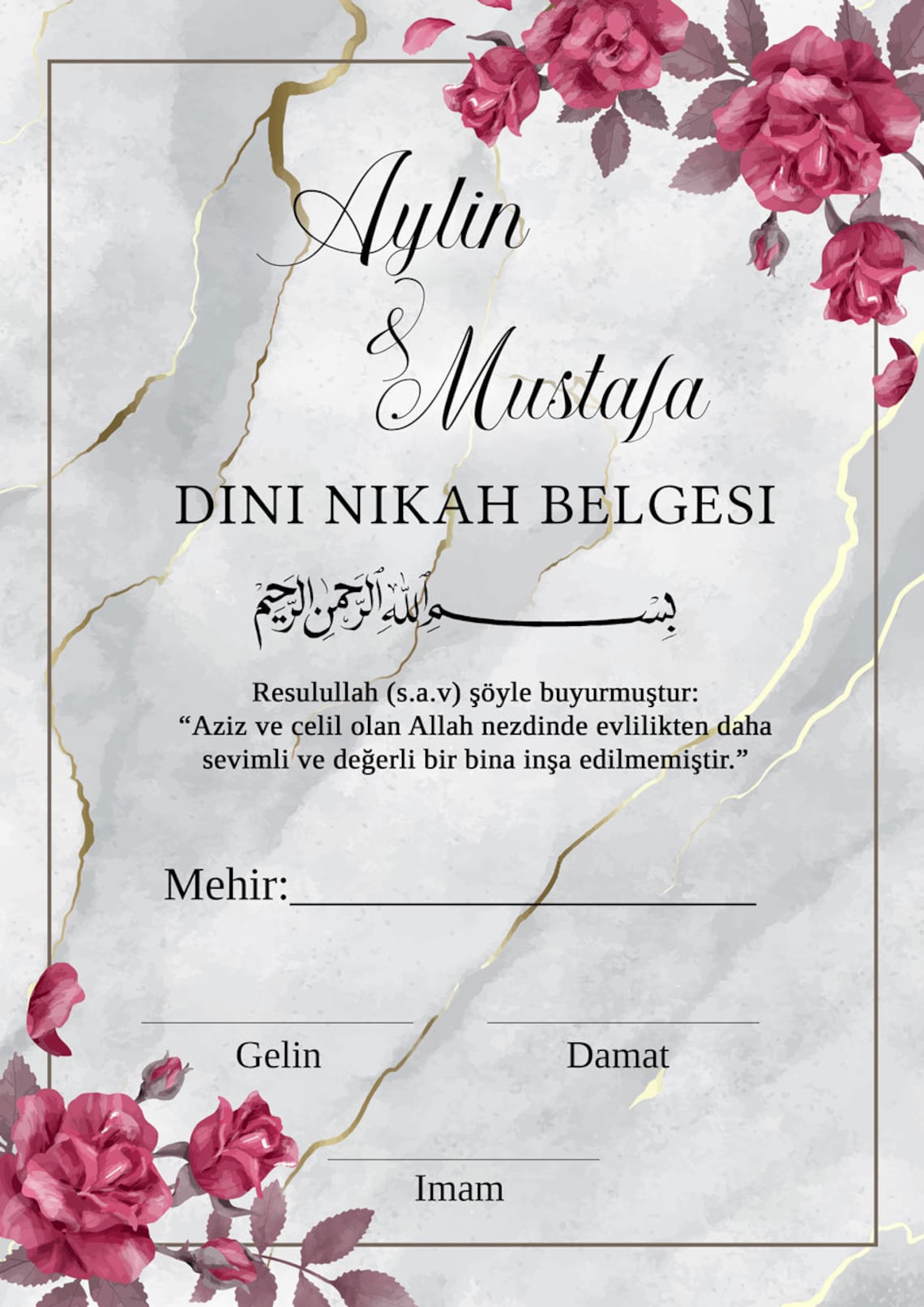 Dini Nikah Belgesi Nikkah Islamic Marriage 2 Etsy Singapore