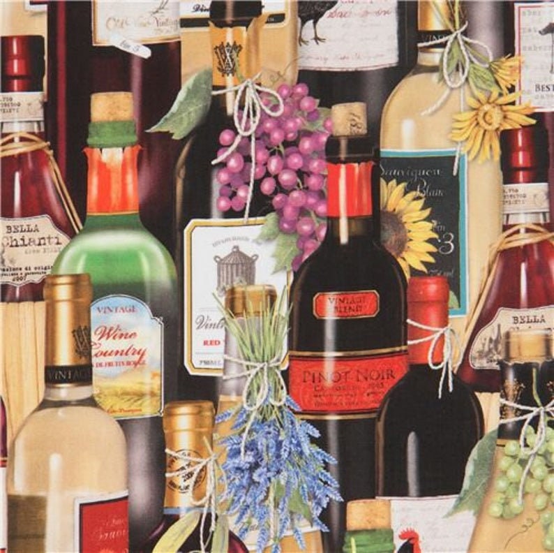 Robert Kaufman Uncork and Unwined Packed Wine Bottles 1 Etsy