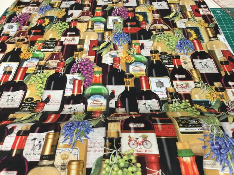 Robert Kaufman Uncork and Unwined Packed Wine Bottles 1 Etsy