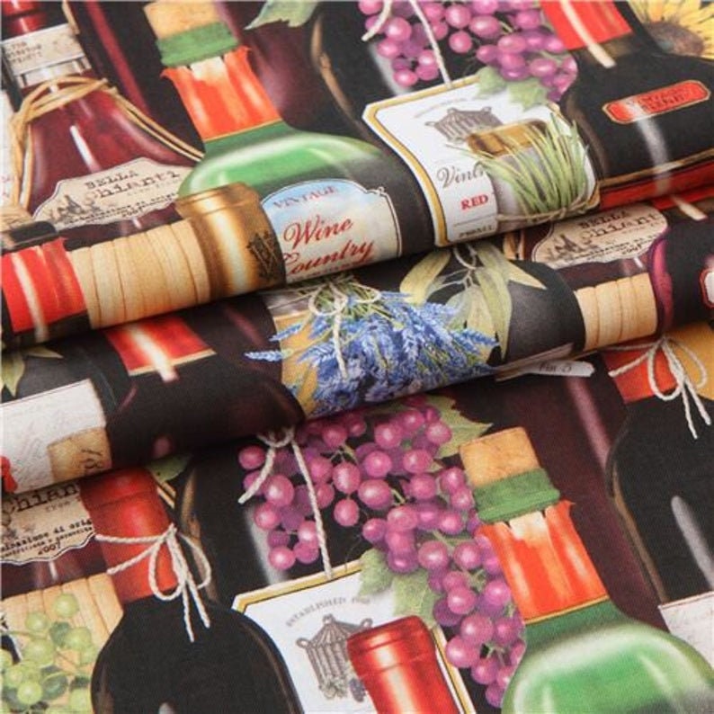 Robert Kaufman Uncork and Unwined Packed Wine Bottles 1 Etsy