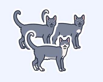 Blue Shorthair Cats - 3" Cat Stickers