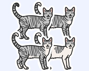 Silver Tabby Shorthair Cat - 3" Cat Sticker
