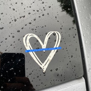 Heart Decal- Police Gift | Police Wife Gift | Fire Wife | Red Line | Deputy Wife | First Responder | Thin Blue Line