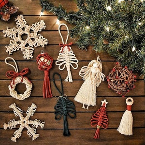 Ornamento per albero di Natale in macramè, ornamento per albero di Natale, decorazioni natalizie,