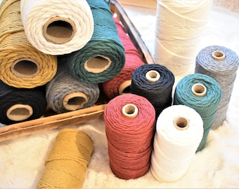 3mm/4mm Macrame Cotton Cord, 109 yards (327ft) Natural Cotton Rope, Soft Macrame String, 4ply Macrame Rope, DIY Macrame, Weaving Supply