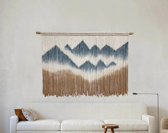 Large macrame wall hanging , Dyed Macrame Wall Hanging ,  Dip Dye macrame wall hanging , Mountain Tapestry , Modern wall art
