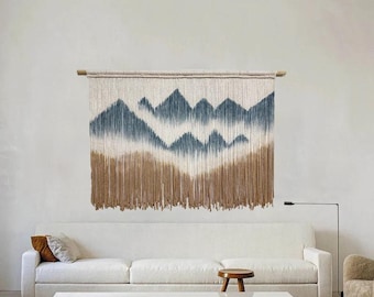 Large macrame wall hanging, Dyed macrame wall hanging, Mountain Tapestry, Modern wall art
