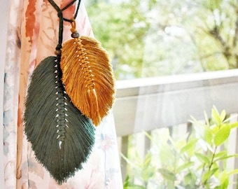 Macrame double leaf curtain tieback, Set of 2, Macrame leaves curtain tieback, Macrame feathers, Handmade tieback, Macrame leaves