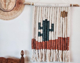 Macrame Cactus Wall Hanging, Wall Art, Desert Macrame wall hanging