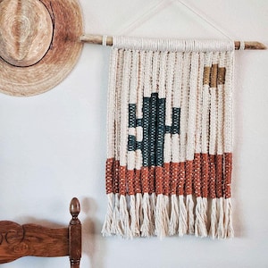 Macrame Cactus Wall Hanging, Wall Art, Desert Macrame wall hanging