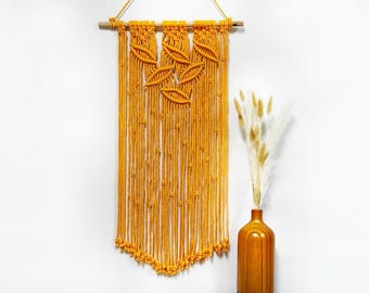 Macrame Wall Hanging, Medium Minimalist Wall Tapestry, Leaves Wall Hanging, Hanging Art, Simple Macrame Wall Art, Room Decor, Handmade Gift