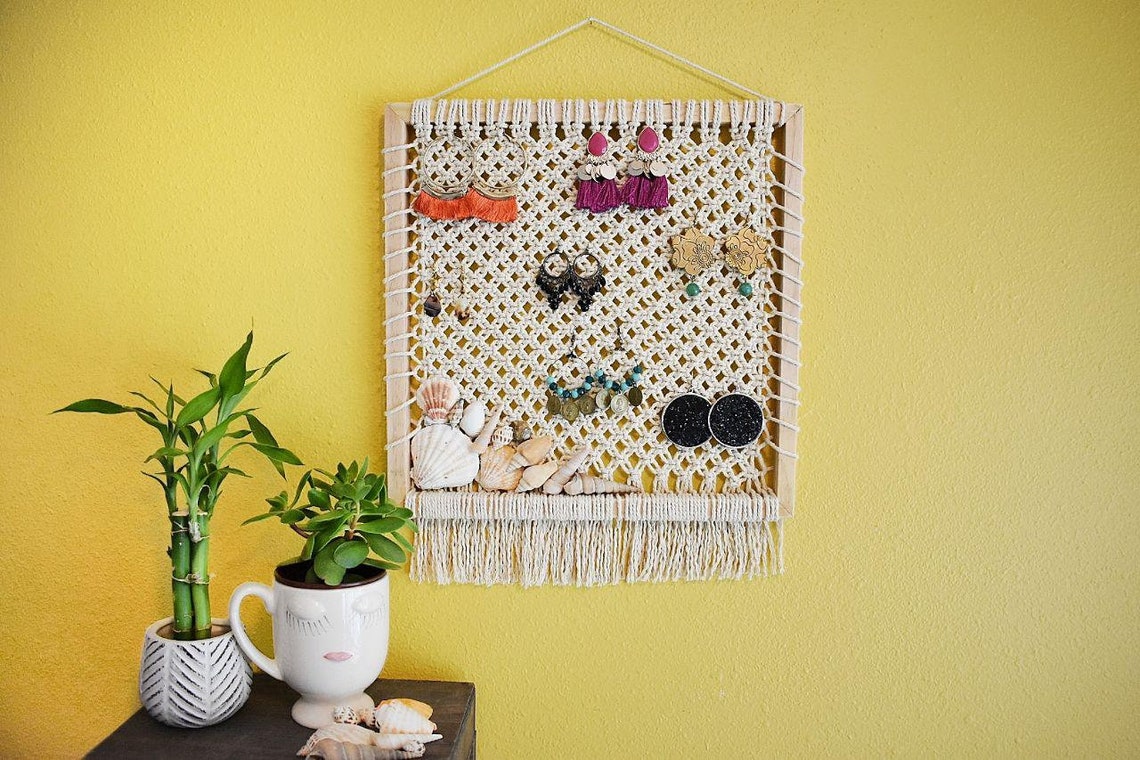 Macrame bulletin board / Earring organizer Etsy