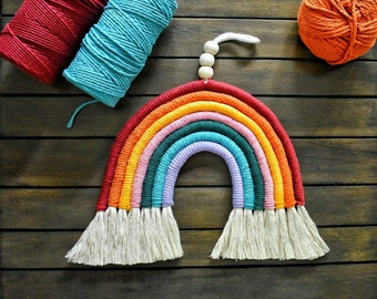 Handmade Macrame Rainbow, Woven Rainbow Wall hanging, Nursery Room Wall Decor, Boho Macrame Rainbow, Macrame Accessory, Kids Room Wall Decor