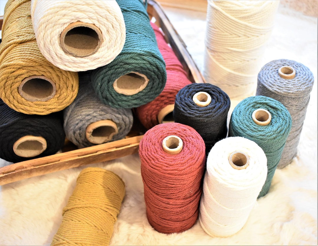 3mm/4mm Macrame Cotton Cord, 109 Yards (327ft) Natural Cotton Rope ...
