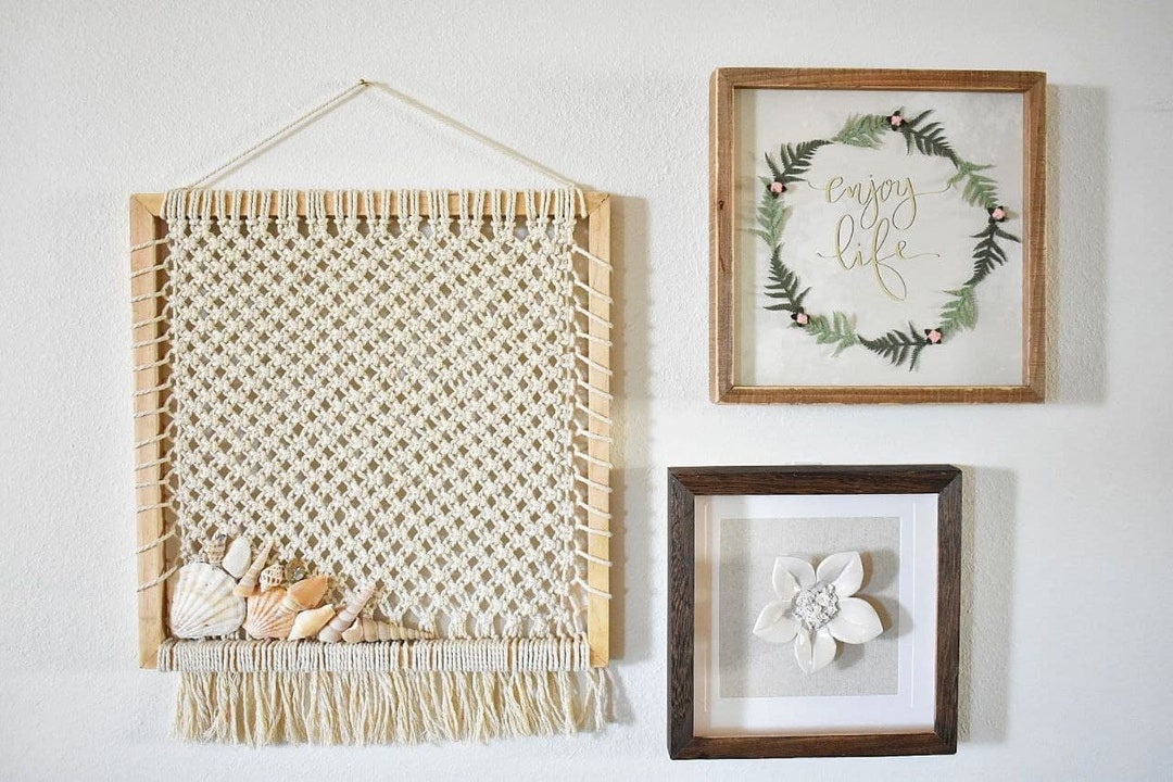 Macrame Bulletin Board Earring Organizer Handmade Wall Art Etsy