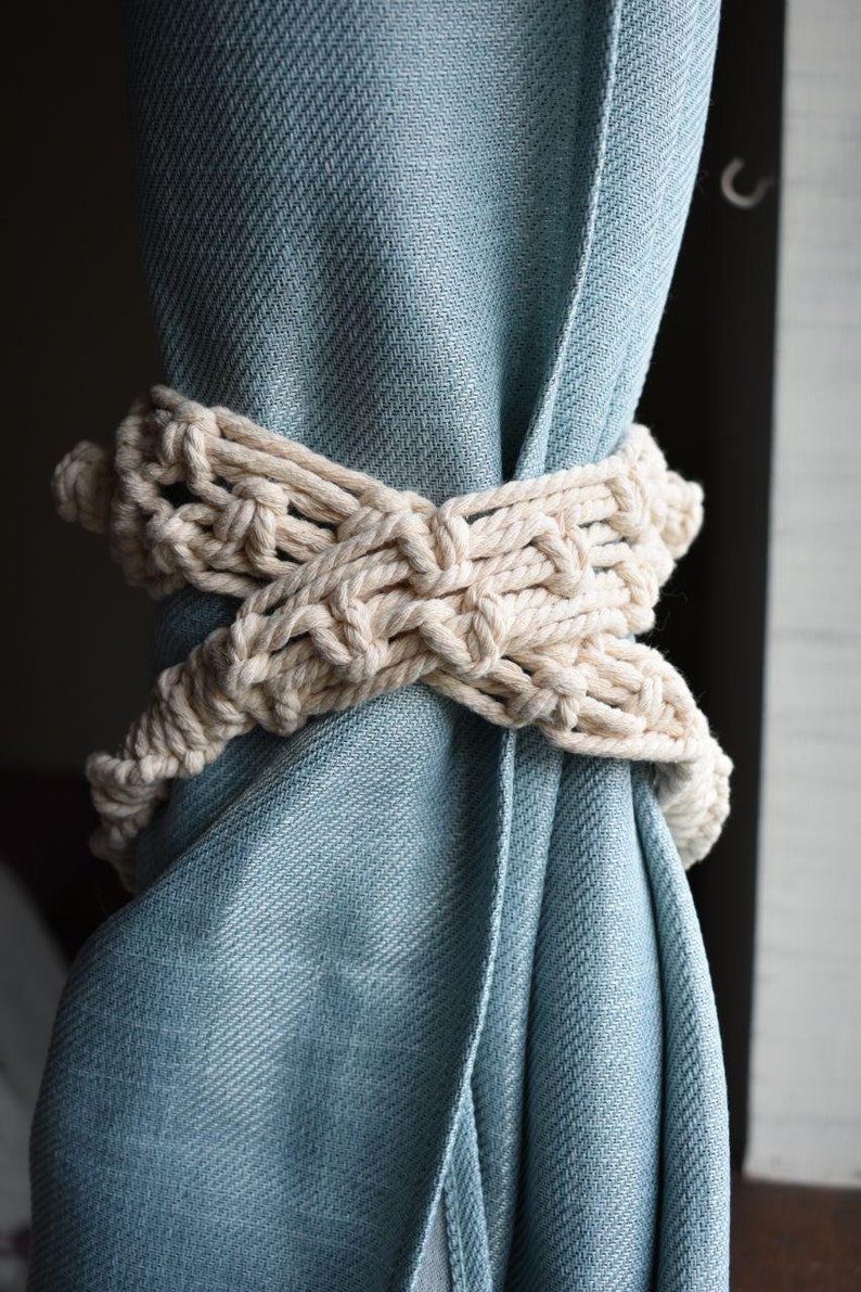 Macrame Curtain Tiebacks Bohemian Curtain Tiebacks Boho Etsy