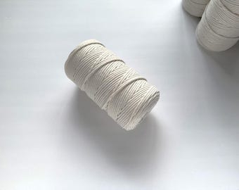3mm Braided macrame cotton cord, 218 yards white macrame cotton rope, Macrame DIY, Tapestry supply, Soft Macrame String, Sash cotton rope
