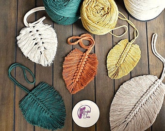 Macrame leaf - Macrame curtain tieback - Macrame feathers - Boho macrame feathers, Leaves curtain tiebacks, Unique curtain tiebacks