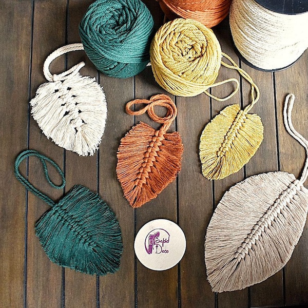 Macrame leaf - Macrame curtain tieback - Macrame feathers - Boho macrame feathers, Leaves curtain tiebacks, Unique curtain tiebacks