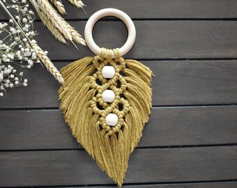 Macrame leaf - Macrame feathers - Boho macrame feathers, Macrame Accessories, Handmade gift