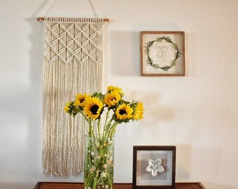 Tapeçaria de parede em macramê, tapeçaria de parede em macramê médio, decoração boho para casa, inauguração de casa, presente