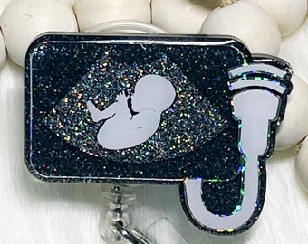 Ultrasound Sonogram Badge Reel | Medical Badge Reels | Cute Badge Reels | Nurse Badge Reel | Custom Badge Reel | ID Holder | Glitter