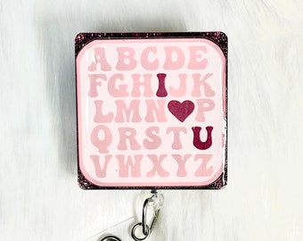 ABC I Love U バッジリール | IDホルダー | 医療用バッジリール | かわいいバッジリール | 看護師用バッジリール | カスタムバッジリール | 正看護師 | 准看護師 | バレンタイン