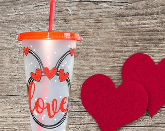 Valentine's Day Mouse Ear Love Cold Cup