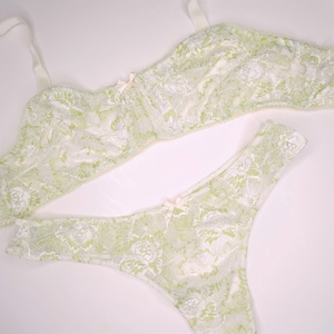 Green Lace Lingerie for Men. Sissy, Gay Lace Bra and Panties Set.