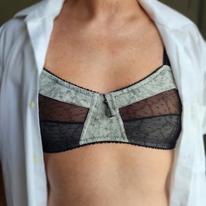 Sissy Bras for men.  AA male bra in black and grey.