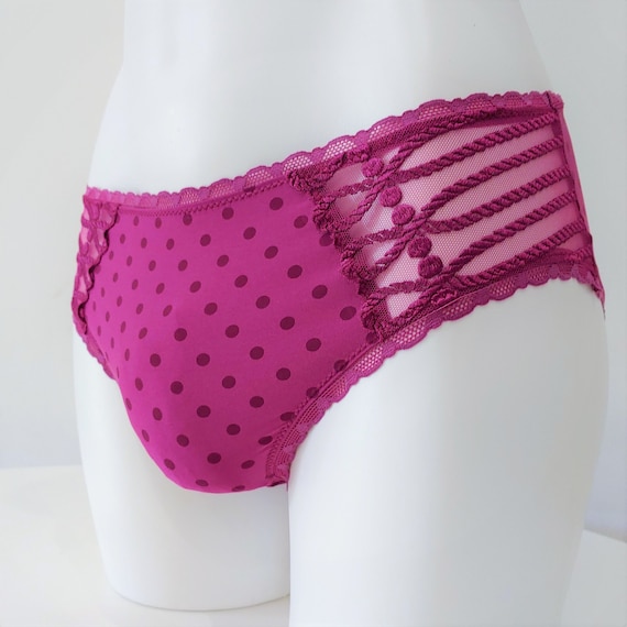 Women's Panties for Men Purple Polka Dot. Bikini or Thongs. Crossdresser  Underwear. Sissy Thong Panties Lingerie. 