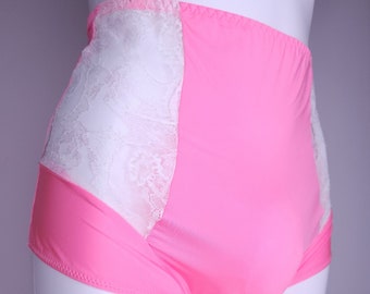 Crossdressing high waisted lingerie. Pink sissy panties.