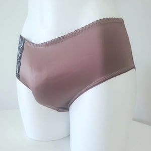 Mey Brown Kajal Stripe and Lace Trim High Leg Briefs