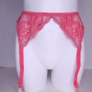 Crossdresser man peach pink lace garter belt. Sissy plus size lingerie.