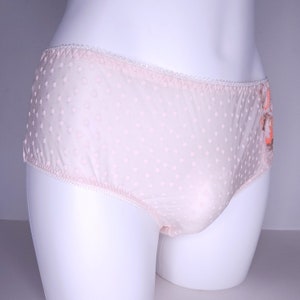 Sissy Soft High Waist Panties for Men, Luxurious Crossdressing Lingerie, Light Pink Polka Dot.