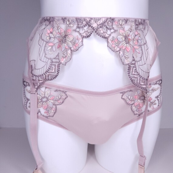 Beige Satin Mesh Men's Sissy Garter Belt. Sissy Lingerie for Men. - Etsy