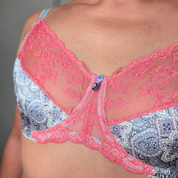 Pink Lace Satin Bra for Men. Training Sissy Bras. Male Lace Lingerie. 