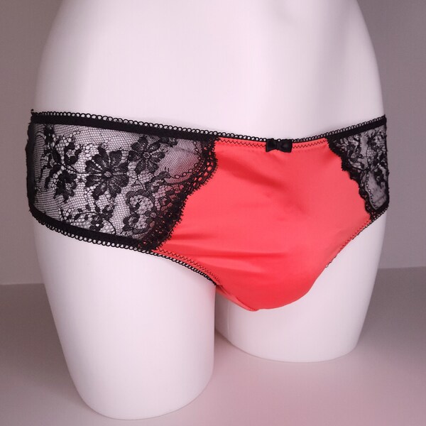 Classic Ruffle Satin Thong Plus Size Panties - Women's Lace Mesh String Panty