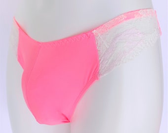 Sissy Neon Pink Panties for Men. Lace Mens Panties.