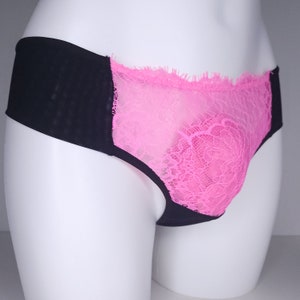 Sissy pink lace panties and thongs for men. Crossdressing male panties.