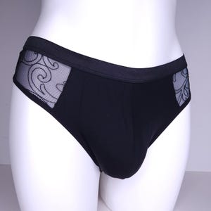 Sissy Thong Panties for Men, Black Crossdresser Lingerie, Femboy Lingerie, Queer Lingerie