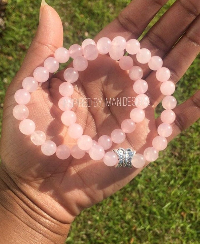 1 Rose Quartz Butterfly Bracelet image 1